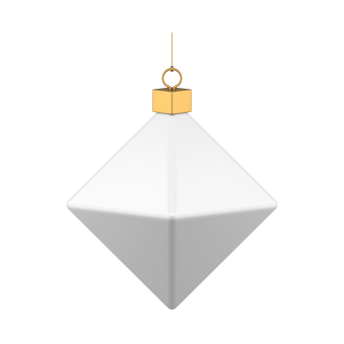 Beyaz noel rombik takısı. Parlak gradyanı olan parlak yeni yıl dekorasyonu. Hediyeler ve yeni yıl kutlamalarıyla kışın ışıltılı havası. Parlak gerçekçi eşkenar dörtgen. 3d illüstrasyon