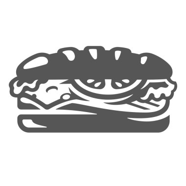 Sandviç elle retro ikon çizilmiş. Sokak fast food silueti. Paketleme ve fast food restoranlarının menü tasarımı veya etiket dekorasyonu için klasik sembol