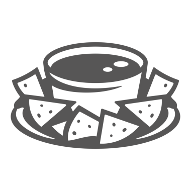 Nachos elle çizilmiş retro ikon. Sokak fast food silueti. Paketleme ve fast food restoranlarının menü tasarımı veya etiket dekorasyonu için klasik sembol