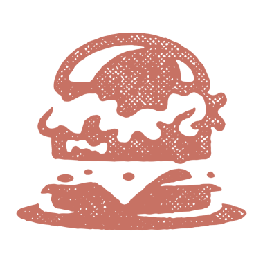 Logo olarak hamburger silueti fast food servis eli pul etkisi illüstrasyonunu çizdi