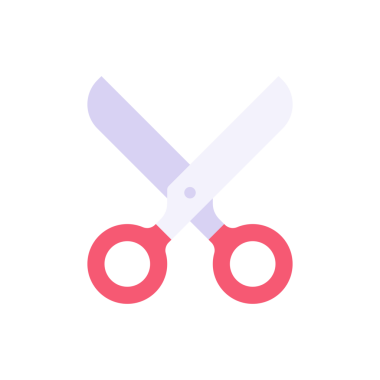 Kırmızı halkalı makaslar ve düz çizimler için keskin bıçaklar. Kağıt kesmek için kırtasiye malzemesi, kuaför işi, izole güzellik salonu ekipmanları.