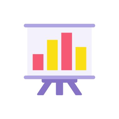 Grafikleri düz olan bir sunum tahtası. Grafiği büyüyen grafiği olan grafiği çevir, beyaza izole edilmiş kâr stratejisini analiz et. Whiteboard piyasa istatistiklerini raporla
