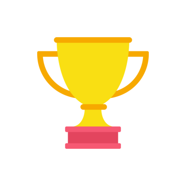 Parlak altın kupa başarısı, kırmızı kaidedeki sapları düz resimli. Parlak onur sembolü zafer kazanan zafer beyazda izole edilmiş. Birincilik ödülü için metalik ödül