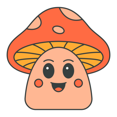 Komik doğal Amanita gülümseyen karakter Pop Art tişört baskısı dekoratif tasarım karikatür çizimi. Sevimli mevsimlik zehirli mantar tarzı izole edilmiş. Organik tehlike çizgi roman fabrikası