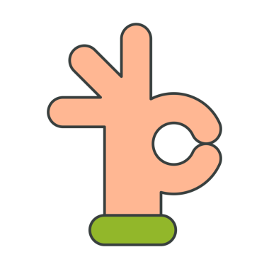 Çizgi roman insan eli Tamam parmak hareketi pop sanat tarzı moda tişört baskısı dekoratif karikatür çizimi. Soyut kol iyi tamam anlaşma bağlı başparmak ve işaret parmağı ile işaret