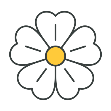 Minimalist, papatya papatyasını beyaz taç yaprakları ve sarı merkezli pop sanat harikası çizgi film çizimi ile çevreledi. Basit papatya çiçeği zarif yaz komedi çıkartması tişört baskısı dekoratif tasarım