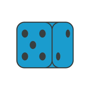 Mavi eşölçülü oyun masası küpü. Kumar oynayarak eğlenme, pop sanatları ve çizgi film çizimleri. Kumarhane ikramiyesi, şans getirir. Risk fırsatı, gömlek baskısı.