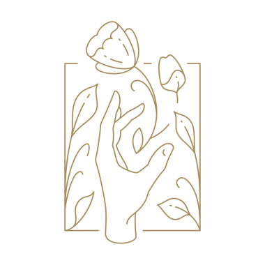 Zarif insan eli organik narsisli çiçek minimalist çizgi sanat ikonu resimlerini tutuyor. Romantik kol baharı botanik çiçeği dekoratif geometrik çerçeve izole