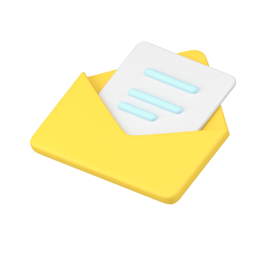 Sarı 3D zarflı mesaj. Mavi metni olan cildi ölçülü bir kağıt. Çevrimiçi okunan mesaj. Gerçekçi sembol iletişimi. Küresel haberler ve davetiyeler. 3d simge izole şablonu