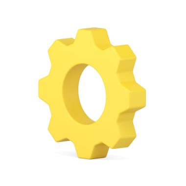 Sarı dişli 3D simge. Volumetrik endüstri dişlisi. İşgücü verimliliğini artırarak iş akışını optimize etmek. Yeni yaratıcı girişimlerin ekip geliştirme çıktısı. izole resim