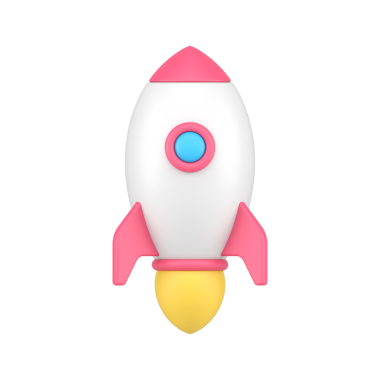 Uçan 3D roket. Dairesel aydınlatmalı beyaz uzay mekiği gökyüzüne doğru koşuyor. Sarı alev hortumlardan fırlar. Hızlı finansal büyüme ile başarılı bir başlangıç. izole edilmiş simge