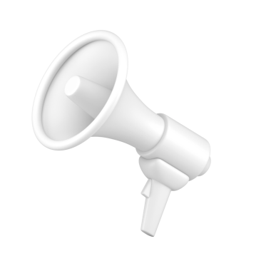 Ses hoparlörü 3D simgesi. Acil duyurular ve terfiler için megafon. Küresel olay alarmı ve pazarlama bilgisi sembolü. Genel ses yayını