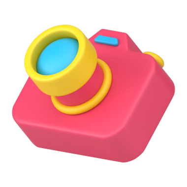 Klasik fotoğraf makinesi 3D simgesi. Lens ve düğmeli kırmızı alet. Olayları ve seyahat yerlerini yakalamak için profesyonel bir cihaz. Yaratıcı fotoğraflar için ses dizaynı. 