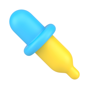 Pipette 3d simgesi. Test için tıbbi bir alet. Grafik tasarımında renk tespiti için web ekipmanı. Göz ve burun damlalarıyla eczane terapisi. 