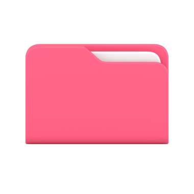 Pembe iş klasörü 3D simgesi. Belgeleri olan ses ölçüsü plastik dosya. Çalışma verileri özel dizinde depolandı. Sunum için online bilgi portföyü. İzole edilmiş gerçekçilik 