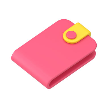 Sarı tokalı pembe cüzdan 3D ikon izometrik çizim. Nakit para ve depo taşıyan madeni paralar için şık bir aksesuar. Hesap bakiyesi gelir alışverişi