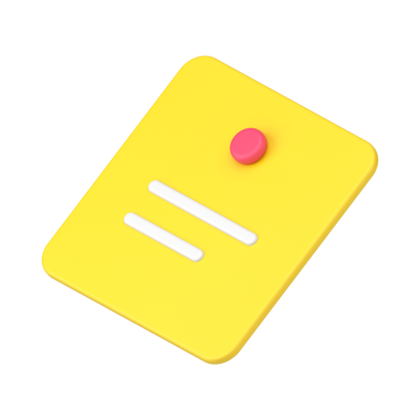 Toka ve not kağıdı 3D simge illüstrasyonuna bas. Mesajlı sarı kağıt