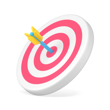 Ok hedefi 3d simgesi. Ortasında mavi dart ve kırmızı çizgili dairesel disk. Pazarlama ve iş alanında başarı. Karlı bir anlaşmayla tam isabet.. 