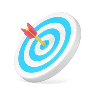 Ok hedefi 3d simgesi. Ortasında mavi çizgiler ve mavi dart olan dairesel disk. Pazarlama ve iş alanında başarı. Karlı bir anlaşmayla tam isabet.. 