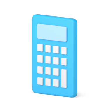 Hesap makinesi 3d simgesi. Beyaz düğmeli elektronik mavi alet. Muhasebe için finansal ve ekonomik hesaplama. Matematiksel hesaplamalar için ses düzeyi aygıtı. 
