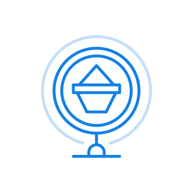 Alışveriş teslimatı analiz çizgisi simgesi. Çevrimiçi perakende ve ticari satışlar. Büyüteç altında ambalaj. Mali işlemlerin kalitesini artırmak için elektronik pazarın kontrol edilmesi.