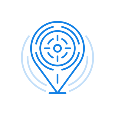 Hedef satır simgesini ara. Merkezde çapraz gölgesi olan navigasyon işaretleyicisi. Haritada seyahat yeri ve ilgi noktaları işaretleniyor. Mobil uygulamada tam konum karakteri.