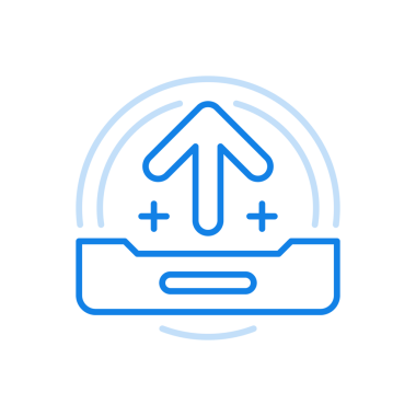 Çıkarılabilir ortam satırı simgesinden dosyalar indiriliyor. Ok yukarı doğru dikdörtgen şeklinde. Sabit disk USB flash diski ile çevrimiçi dolduruluyor. Alıkoyma ve dijital veri tamponlama.