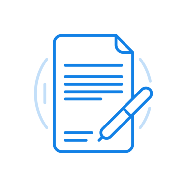 Belge imzalama satırı simgesi. Anlaşma şartları ve kalemle birlikte bir sayfa kağıt. İmzalı ve ortaklık anlaşmalı yasal sözleşme lisanslı notlar. İş birliğine rıza.