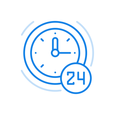 24 saatlik çalışma programı vekto çizgi simgesi. Müşteriler ve aboneler için sürekli destek. 24 numaralı daireyle saatleri tuşla. Projenin son teslim tarihini ve modern zaman yönetiminin ritmini anımsatıyor.