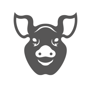 Domuz kafası silueti klasik el çizimi çizimi. Çiftlik hayvanı ya da kasap dükkanı logo tasarım elementi