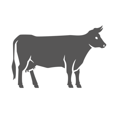 İnek silueti, klasik el çizimi çizimi. Çiftlik hayvanı ya da kasap dükkanı logo tasarım elementi