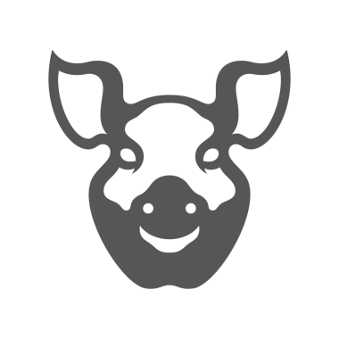 Domuz kafası silueti klasik el çizimi çizimi. Çiftlik hayvanı ya da kasap dükkanı logo tasarım elementi