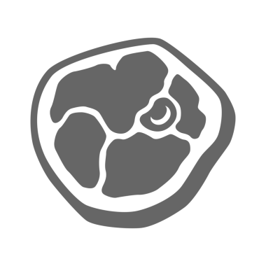 Kemik silueti ve klasik el yapımı illüstrasyonlu taze et bifteği. Barbekü veya buther dükkan retro logo tasarım elementi