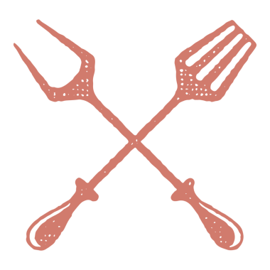 Çatal ve spatula siluet el çizimi pul efekti illüstrasyonunu geçti