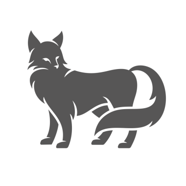 Klasik logo tasarımı için Fox el çizimi siluet çizimi. Ayakta duran tilki grafik amblemi.