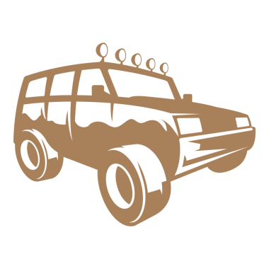 Off-road expedition car hand drawn silhouette illustration for retro logo design