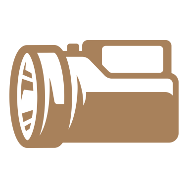 Retro logo tasarımı için turist el feneri çizimi siluet çizimi