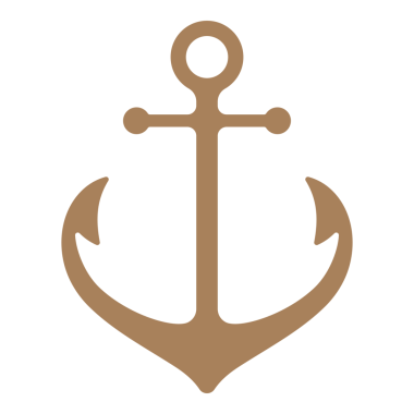 Eski logo tasarımı için gemi çapası çizilmiş siluet çizimi