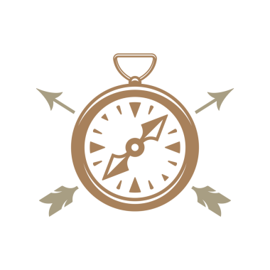 Retro logo tasarımı için pusula çizilmiş siluet çizimi