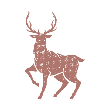 Vahşi yaşamın sembolü olarak büyük boynuzları olan siyah siluet vahşi geyik pul efekti çizimi. Poster veya etiket dekorasyonu için eski kağıt üzerindeki klasik grunge dokusu.