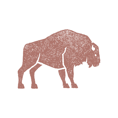 Doğadaki vahşi yaşamın sembolü olarak siyah siluet vahşi bufalo pul efekti illüstrasyonu çizdi. Poster veya etiket dekorasyonu için eski kağıt üzerindeki klasik grunge dokusu.