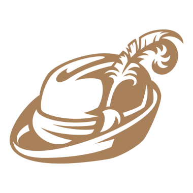 Tüylü Alman av şapkası retro logo tasarımı için siluet çizimi