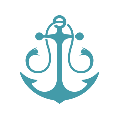 Mavi retro deniz çapa silueti