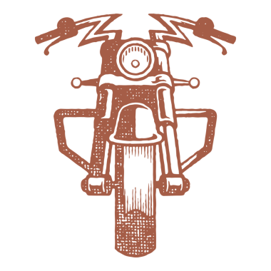 Chopper motorsiklet silueti ön görünüş mürekkep damgalı klasik çizim. Poster veya etiket dekorasyonu için klasik klasik klasik motor amblemi grunge doku efekti