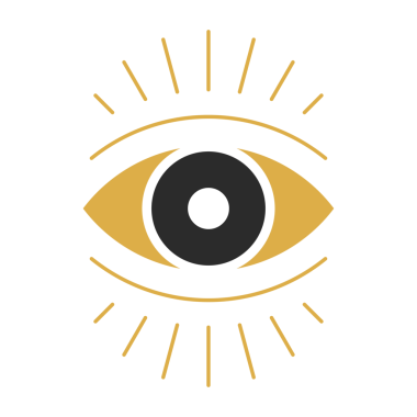 Sihirli el çizimi göz silueti. Poster ve mistik logo amblemi ya da moda baskısı için cadılık çizimi.