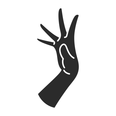 Sihirli kadın el hareketi ve parmak silueti. Duvar resmi poster şablonu için Boho tarzı çizim. Gizemli konsept tasarımı.