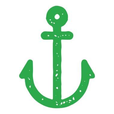 Antik el, dekoratif desen grunge deseni çizimi için delikle birlikte yeşil çapa çizdi. Deniz yolculuğunun klasik deniz sembolü, yaz, tatil, izole edilmiş korsanlar.