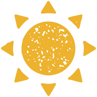 El çizimi sevimli sarı güneş ışığı yaz tatillerinde güneşlenen tatil beldesi grunge doku örneklendirmesi. Minimalist güneşli doğa enerji nesnesi yaratıcı dekoratif tasarım izole