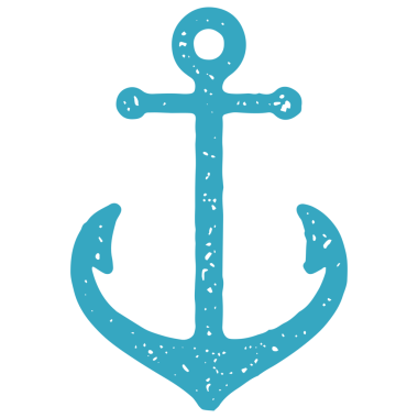 İpte asılı dekoratif grunge desen çizimi için deliği olan basit mavi donanma çapası. El çizimi deniz yolculuğu yaz yolculuğu. Gemi güvenli denizcilik logosu.