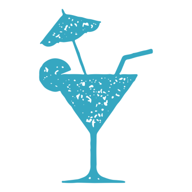 Yaz kokteylini meyve dilimi, saman ve şemsiye mavisi grunge desenli illüstrasyonla tazeliyorum. El yapımı minimalist taze alkol alkolsüz taze içecek izole edilmiş.